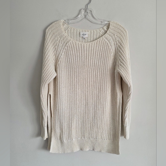 ARITZIA | Wilfred Ivory Linen Randonnai Sweater Chunky Knit Side Slits sz S - Picture 4 of 9